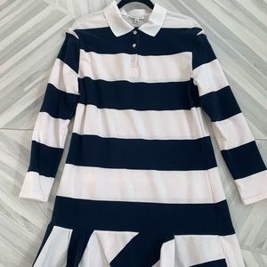 Anthropologie Stellah Women's Blue White Striped Long Sleeve Polo Mini Dress